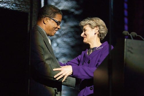 Herbie Hancock and UNESCO Director-General Irina Bokova. Courtesy International Jazz Day/Facebook