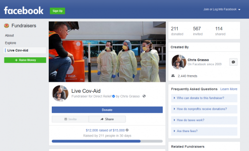 The 'Live Cov-Aid' page/Courtesy Facebook